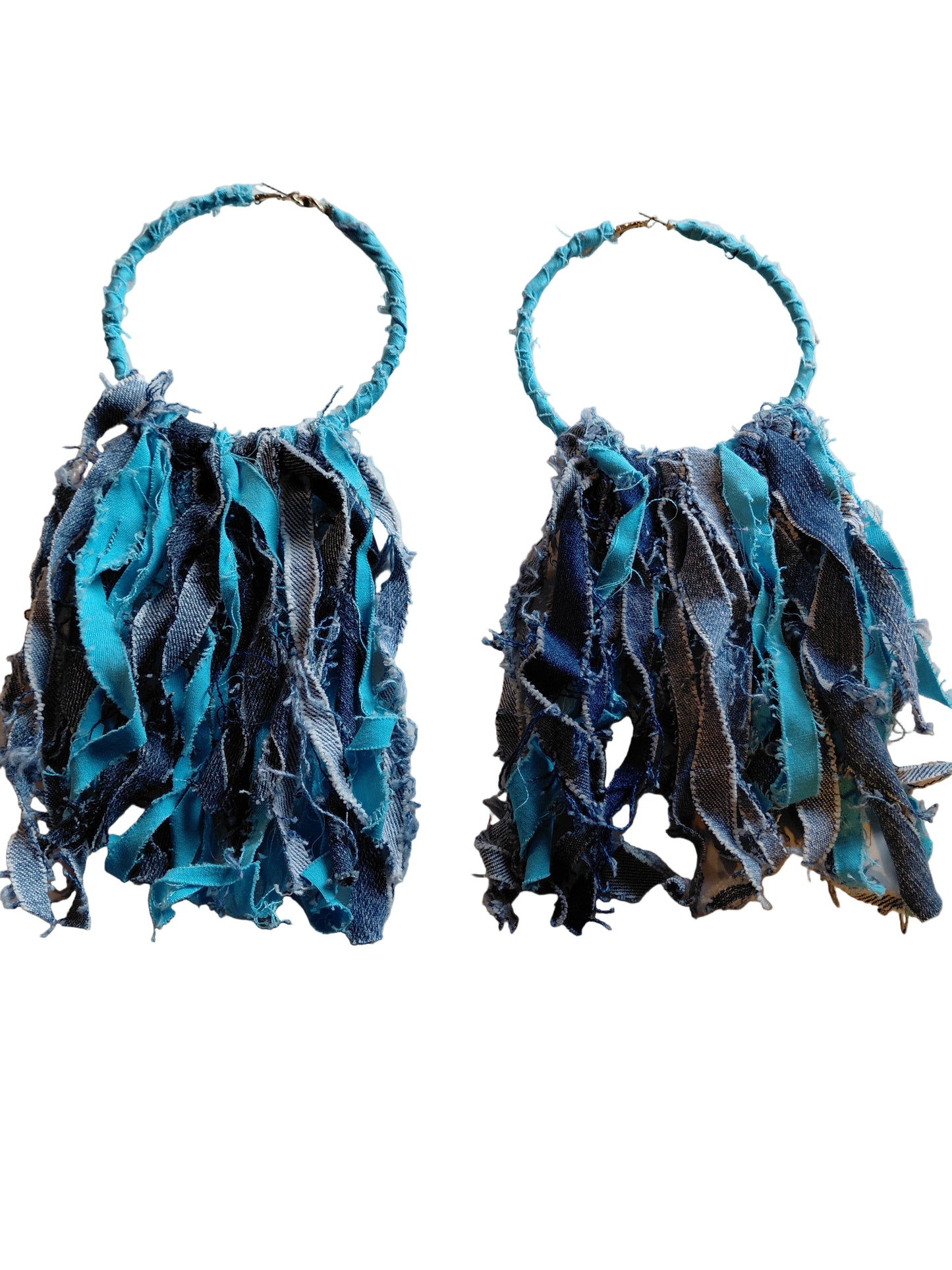 DENIM SHREDDED BOHO EARRINGS