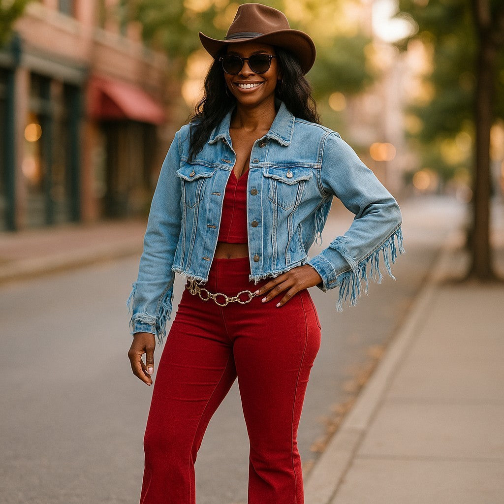 COWGIRL DENIM FRINGE JACKET
