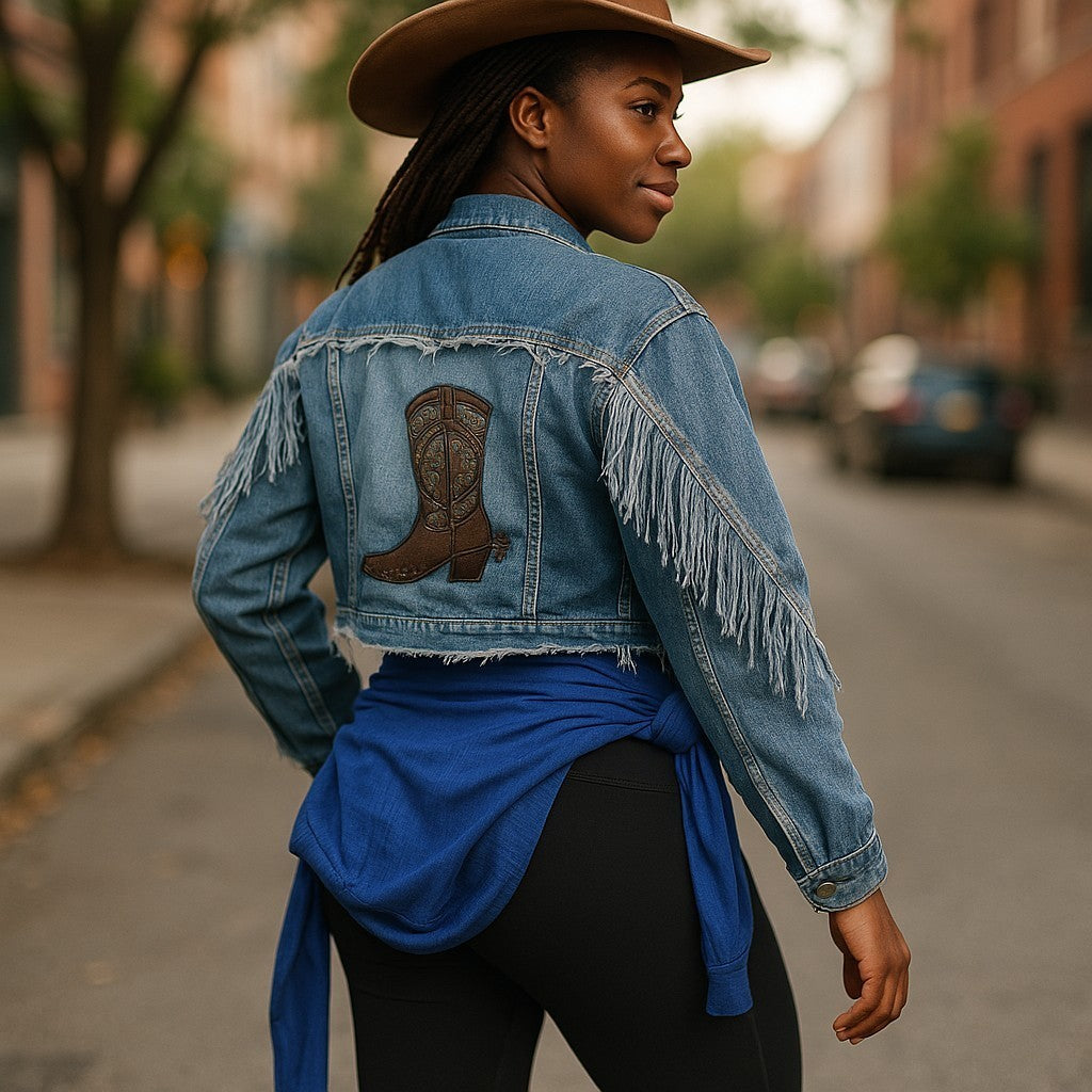 COWGIRL DENIM FRINGE JACKET