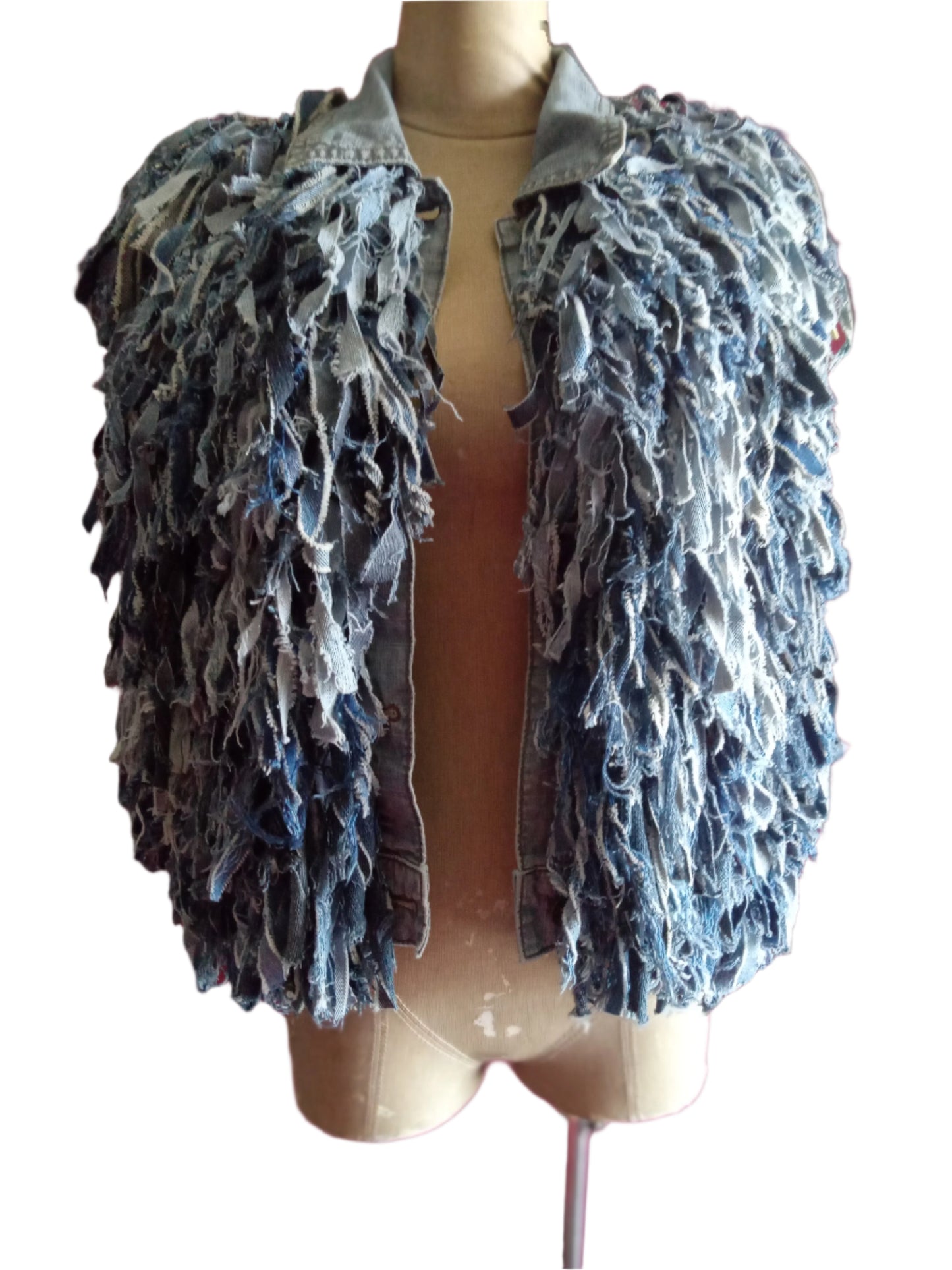 SHAGGY DENIM VEST JACKET