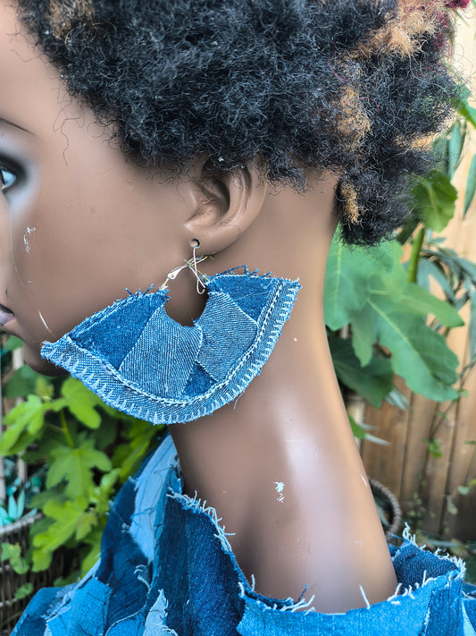 RUGGED DENIM TRIBAL EARRING