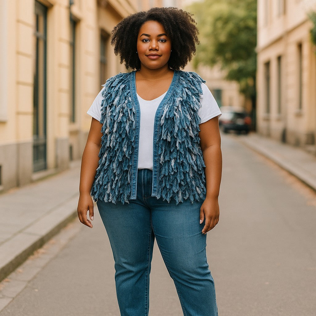 DENIM SHAGGY VEST
