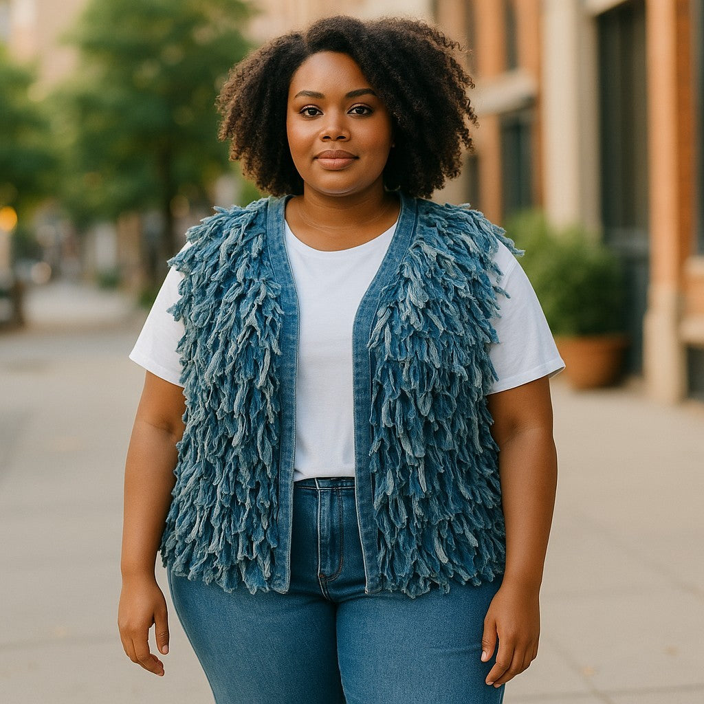 DENIM SHAGGY VEST