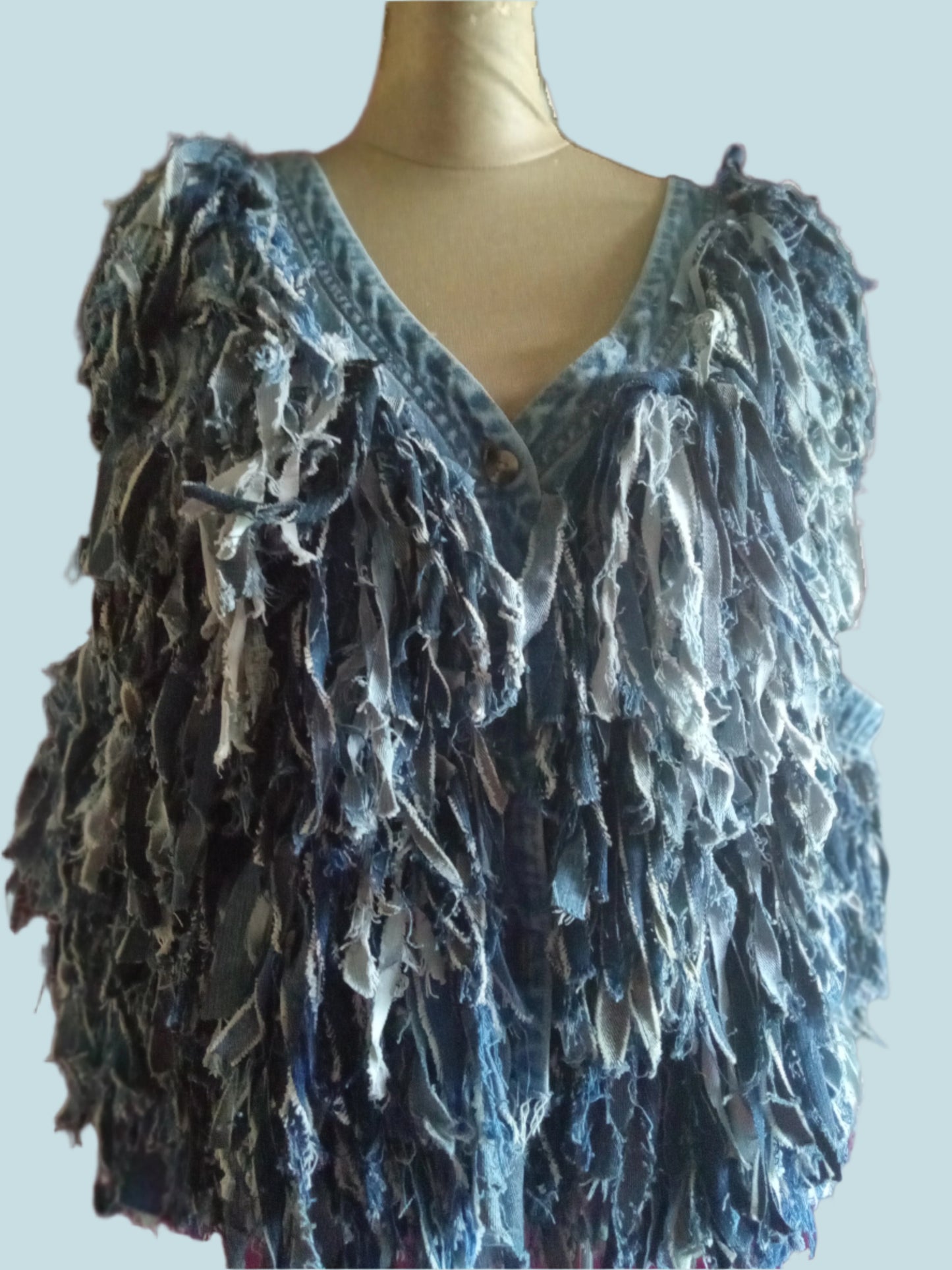 DENIM SHAGGY VEST